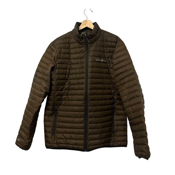 Eddie Bauer Down Puffer Jacket Mens Size Medium Brown Full Zip - Picture 1 of 11